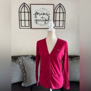 Lacoste Preppy 100% Cotton Button Up Cardigan Size 36 Classic Designer Casual